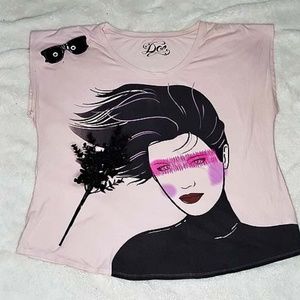 Doe Pink women's Nagel Style  Vintage Top